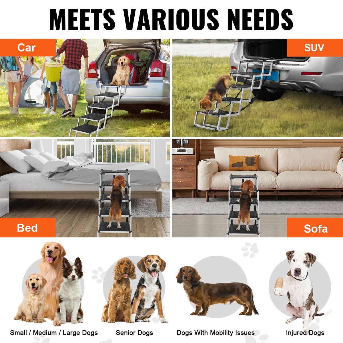 Summit Reach Aluminum Dog Car Steps – 5-Step