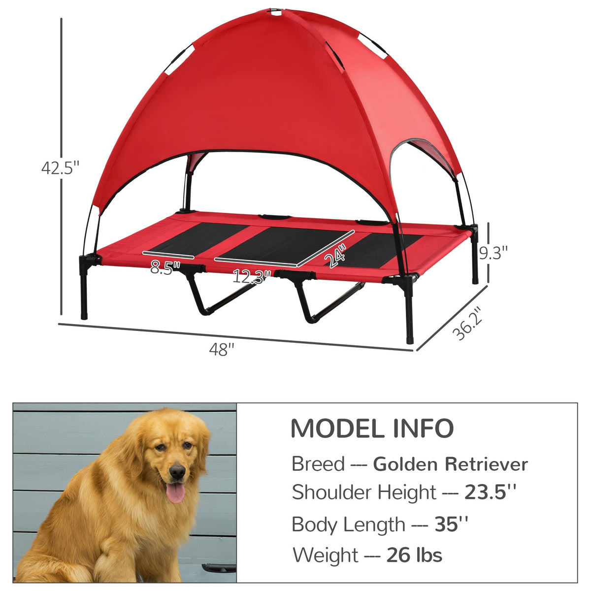 Elevated Dog Cot with UV Canopy